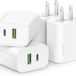 4 Pack USB C Charger Block,20W USB-C & USB-A Port Charger,for i Phone 17/16/15/14/13/12/11/X/8, i Pad and More