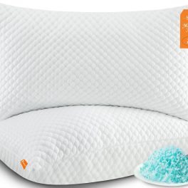 Cooling Pillows Queen Size Set of 2, Memory Foam Pillows with Zipper, Firm Bed Pillows Adjustable for Hot Side Back Stomach Sleepers